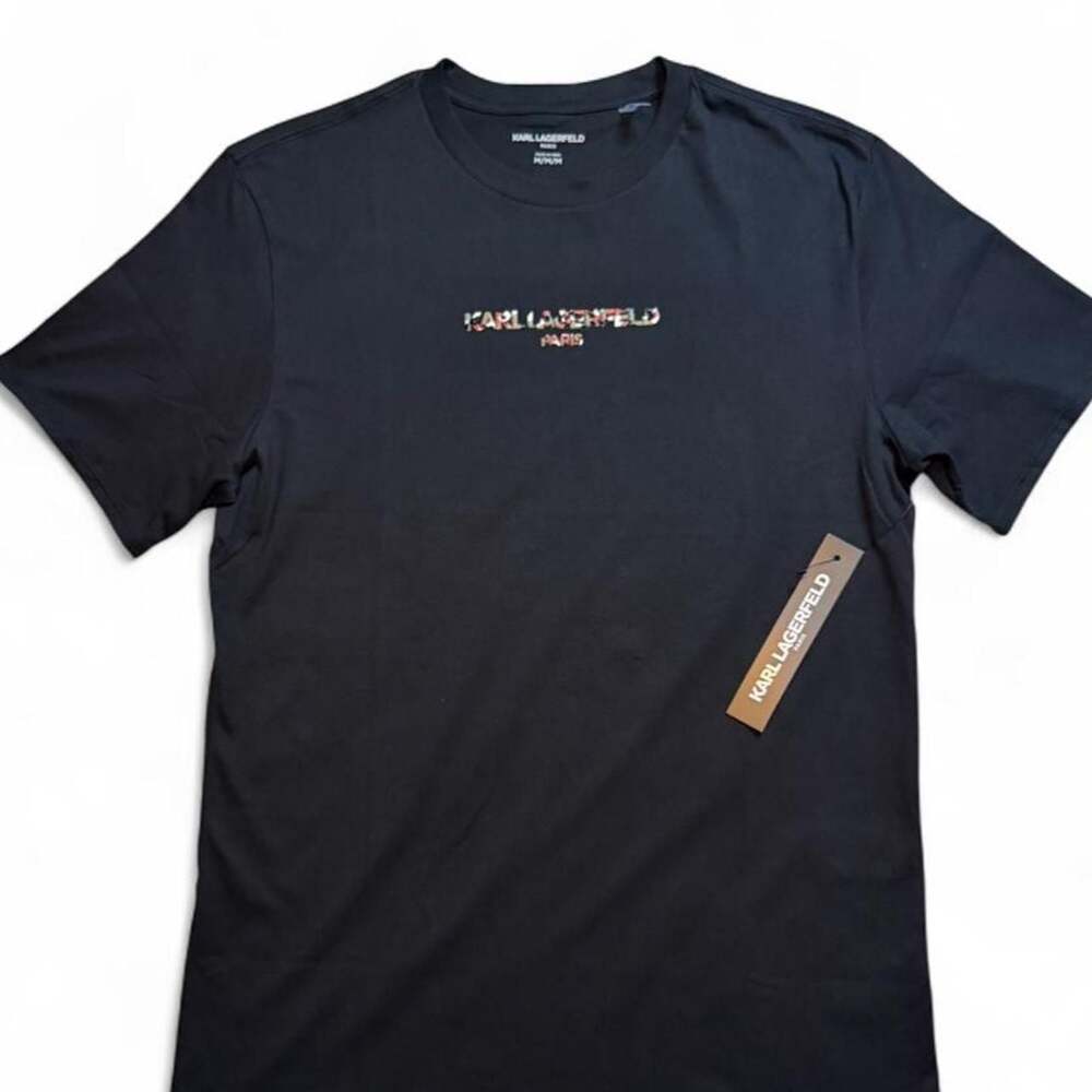 Karl Lagerfeld Paris Multicolored Logo Black T-Shirt